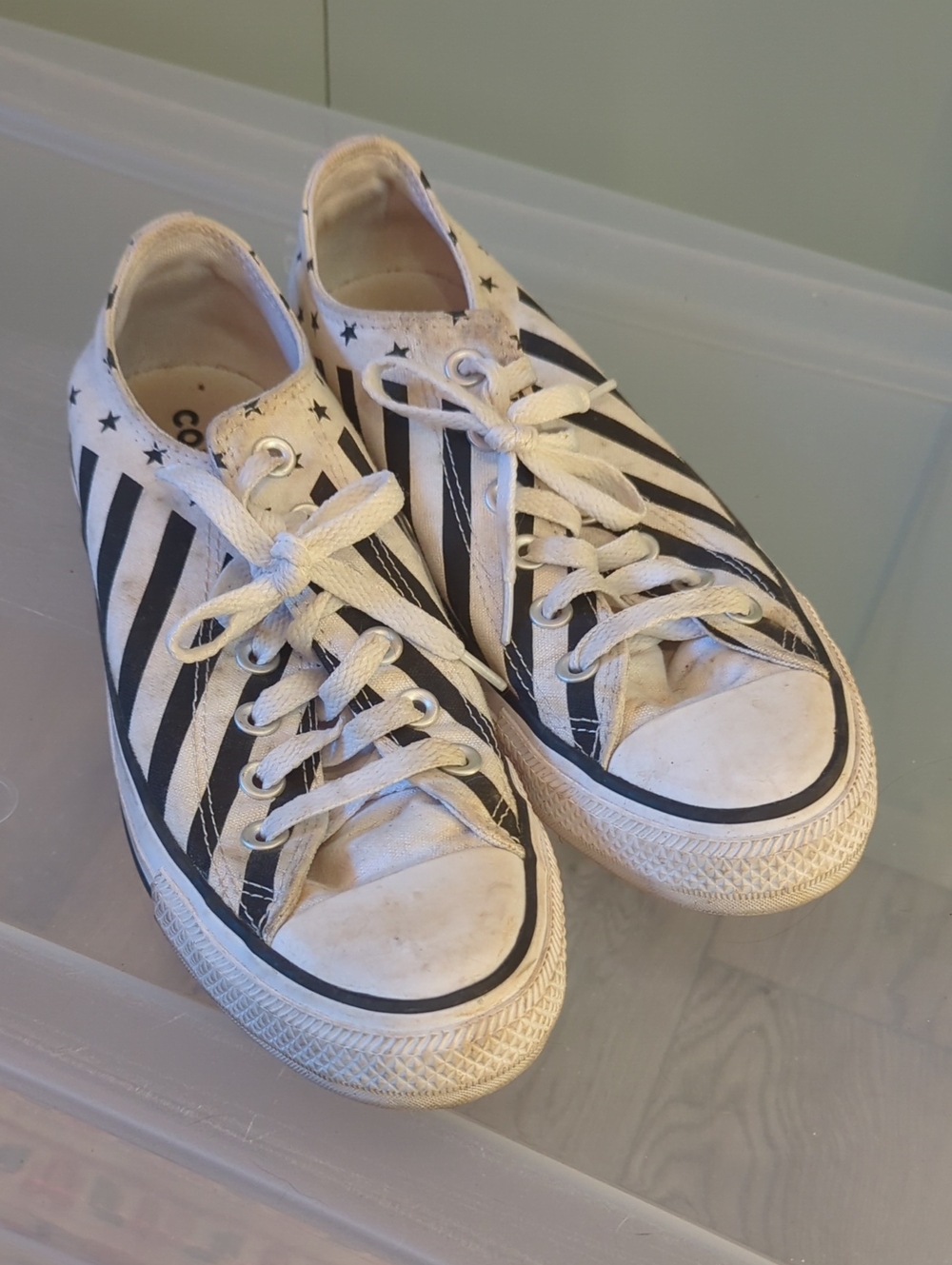 Converse Black & White Striped Low-Top Sneakers